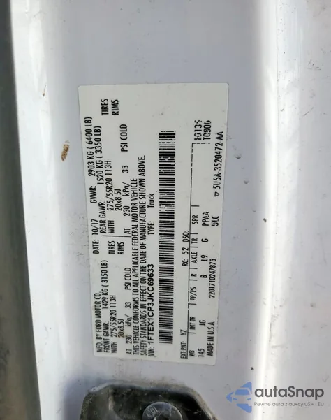 2018 Ford F150 Super Cab из США, поврежденный, VIN 1FTEX1CP3JKC69633